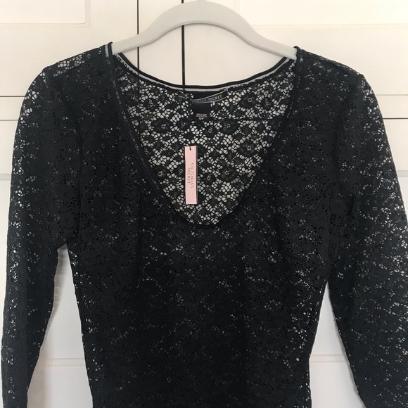 VICTORIA’S SECRET Black Floral Lace Bodysuit Small - Picture 3 of 11